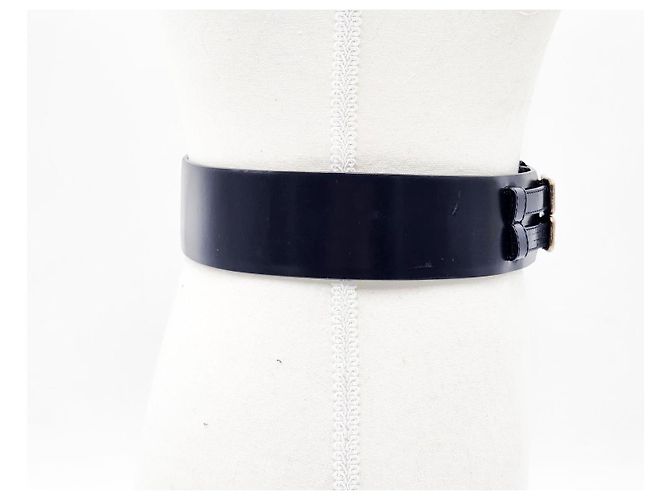 Cinturón de cuero corset con doble hebilla Chanel Negro - vista 10