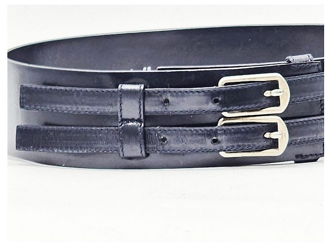 Cinturón de cuero corset con doble hebilla Chanel Negro - vista 4