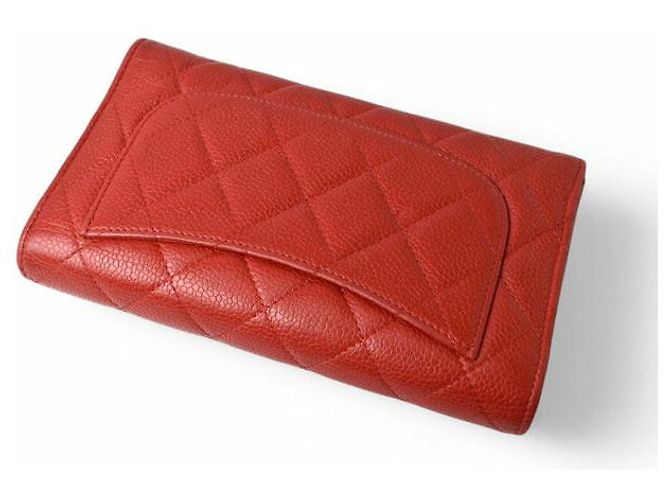 Timeless Chanel Caviar Skin Trifold Wallet A31506 Red - view 11