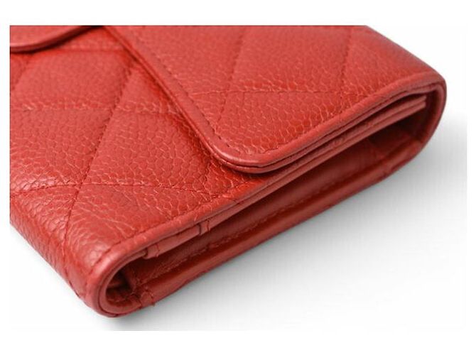 Timeless Chanel Caviar Skin Trifold Wallet A31506 Red - view 3