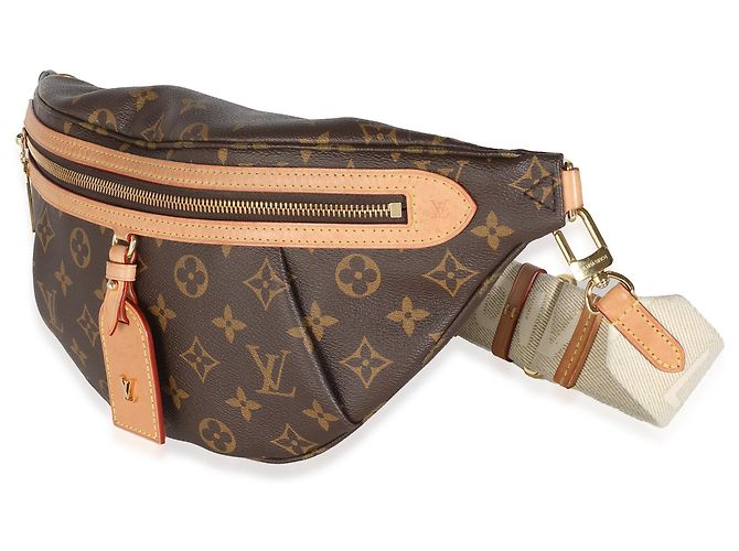 Bumbag Highrise in tela Monogram Louis Vuitton Marrone - vista 3