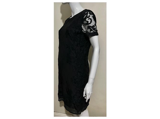 Diane Von Furstenberg Abito in pizzo e seta DvF Leighton in nero - vista 2