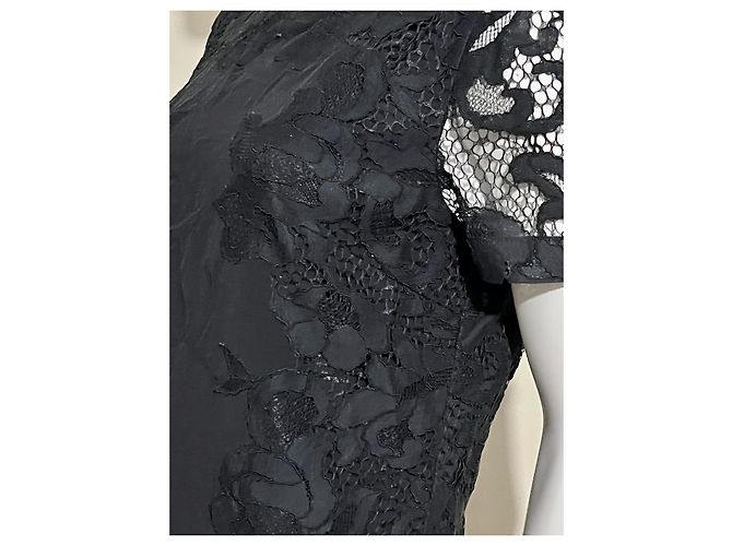Diane Von Furstenberg Abito in pizzo e seta DvF Leighton in nero - vista 3