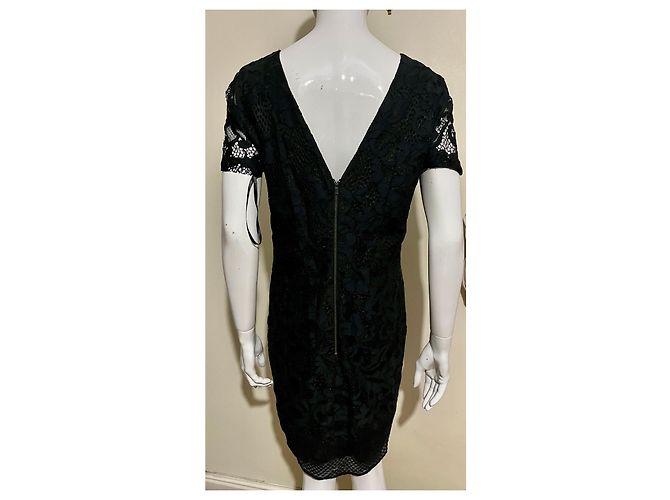 Diane Von Furstenberg Abito in pizzo e seta DvF Leighton in nero - vista 4