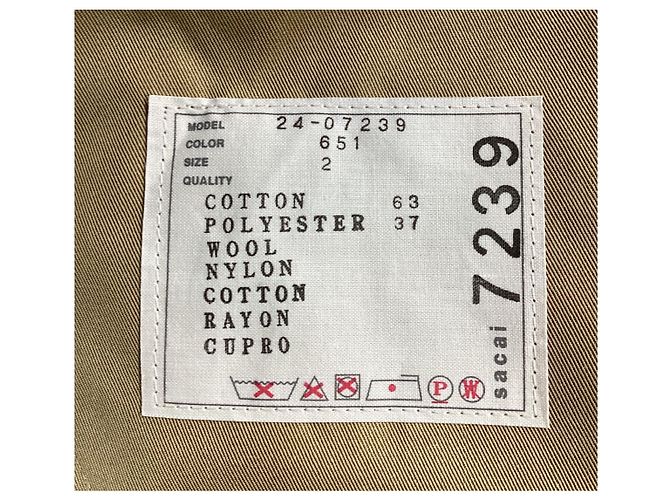 Abrigo trench de algodón marrón Sacai con inserto de vestido Castaño - vista 10