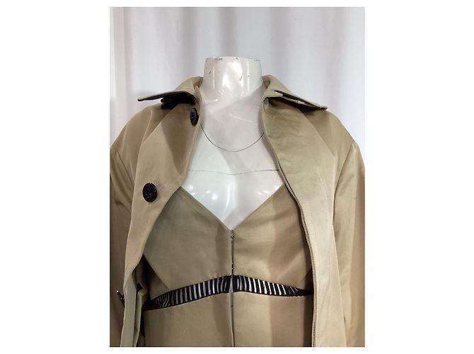 Abrigo trench de algodón marrón Sacai con inserto de vestido Castaño - vista 12