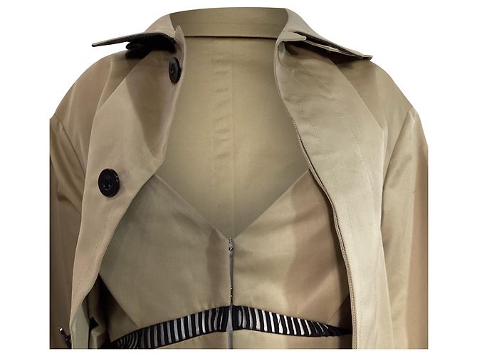 Abrigo trench de algodón marrón Sacai con inserto de vestido Castaño - vista 6