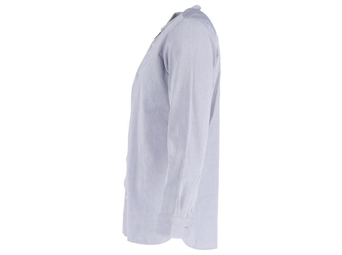 Camicia a maniche lunghe con bottoni Ermenegildo Zegna in cotone blu Blu chiaro - vista 2