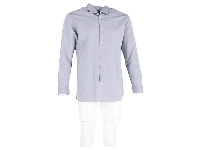 Camicia a maniche lunghe con bottoni Ermenegildo Zegna in cotone blu Blu chiaro - vista 4