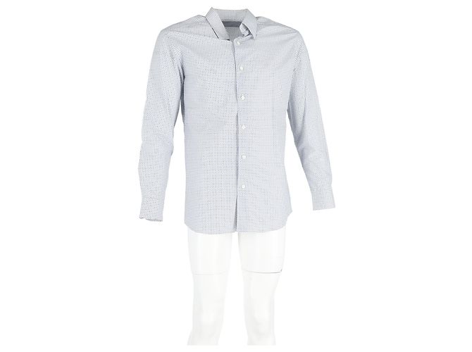 Camicia a maniche lunghe con bottoni stampata Ermenegildo Zegna in cotone blu Blu chiaro - view 4