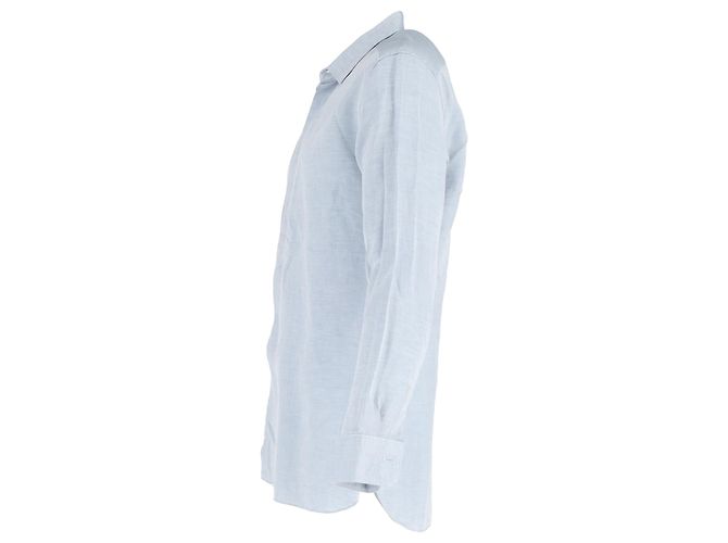 Camicia a maniche lunghe con bottoni in cotone blu Ermenegildo Zegna Blu chiaro - vista 2