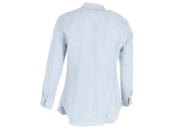 Camicia a maniche lunghe con bottoni in cotone blu Ermenegildo Zegna Blu chiaro - vista 3