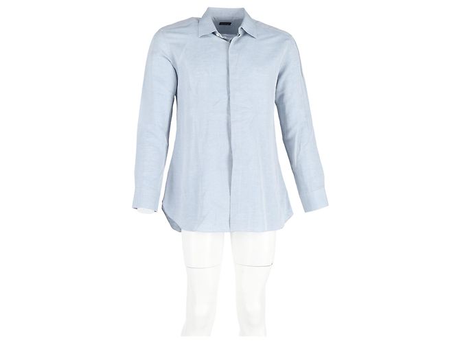 Camicia a maniche lunghe con bottoni in cotone blu Ermenegildo Zegna Blu chiaro - vista 4