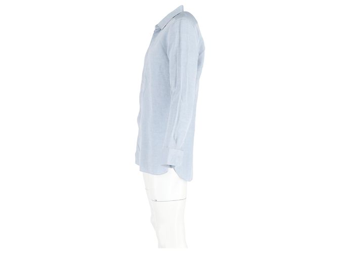 Camicia a maniche lunghe con bottoni in cotone blu Ermenegildo Zegna Blu chiaro - vista 5