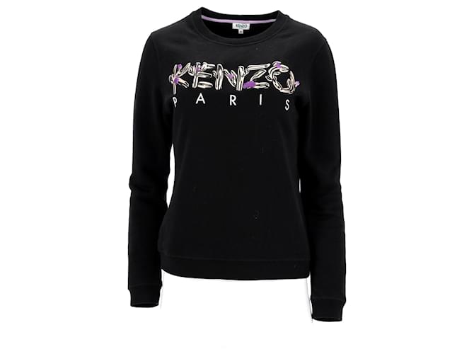 Schwarzer Baumwoll-Pullover mit Kenzo-Logo-Stickerei - Ansicht 6
