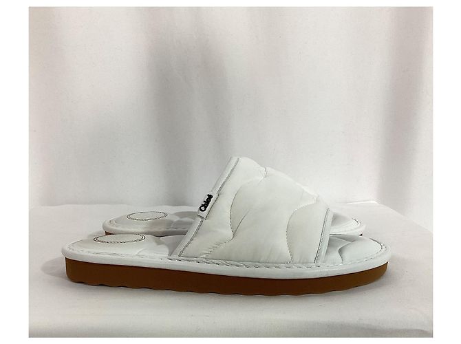 Chloé Maxie Sandali Piattaforma Slip-on in Nylon Bianco - vista 10