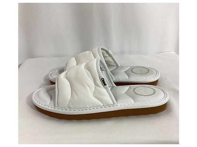 Chloé Maxie Sandali Piattaforma Slip-on in Nylon Bianco - vista 11