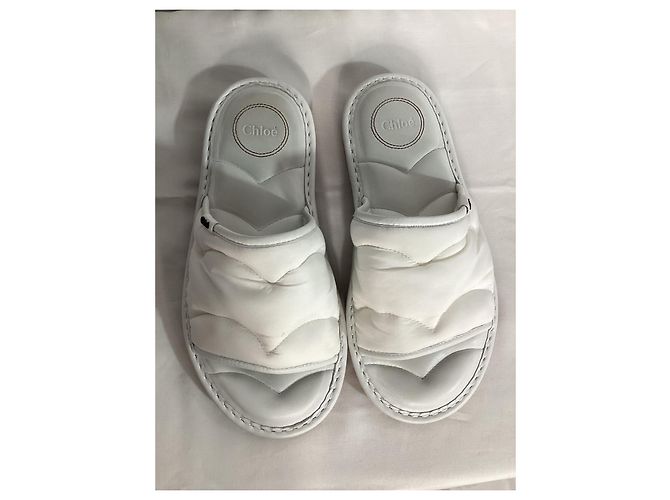 Chloé Maxie Sandali Piattaforma Slip-on in Nylon Bianco - vista 14