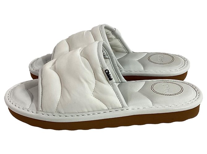 Chloé Maxie Sandali Piattaforma Slip-on in Nylon Bianco - vista 2