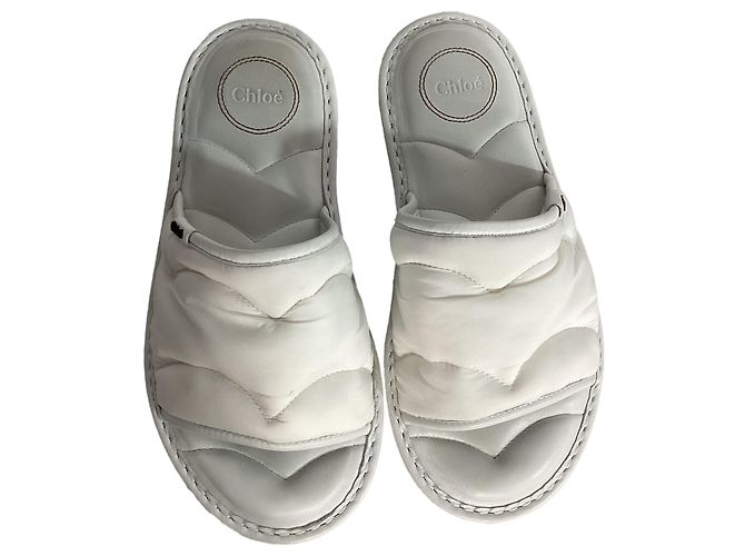 Chloé Maxie Sandali Piattaforma Slip-on in Nylon Bianco - vista 5