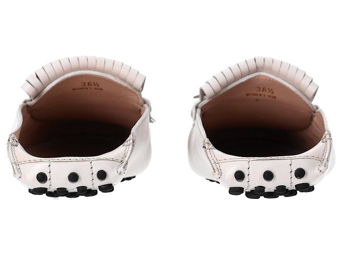 Mocassini Tod's con dettagli a nappina e catena in pelle bianca Bianco - vista 4
