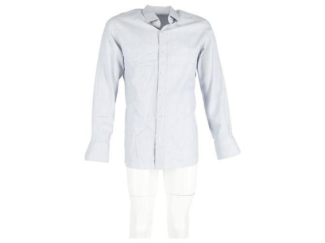 Camicia a maniche lunghe a quadri con bottoni Tom Ford in cotone blu Blu chiaro - vista 4
