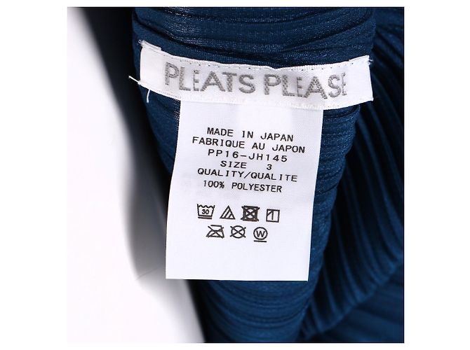 Autre Marque Issey Miyake plissiertes Midi-Kleid mit Bootsausschnitt aus blauer Polyester - Ansicht 4