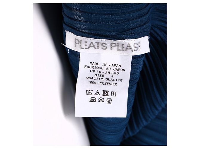 Autre Marque Issey Miyake plissiertes Midi-Kleid mit Bootsausschnitt aus blauer Polyester - Ansicht 8