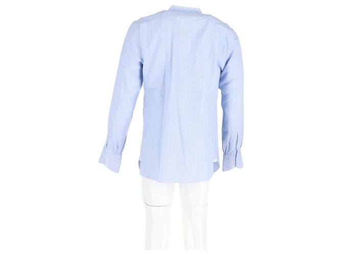 Camicia a maniche lunghe a quadri con bottoni Tom Ford in cotone blu Blu chiaro - vista 6