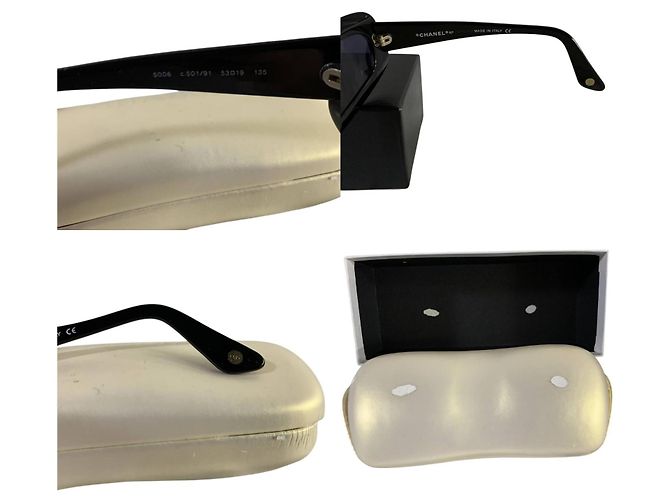 Gafas de sol acolchadas Chanel Black Gold CC Logo 5006 Negro Dorado - vista 4