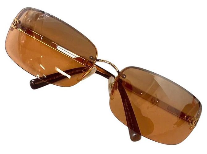 Chanel Gold Orange Brown randlose Sonnenbrille 4113 Braun Golden - Ansicht 2