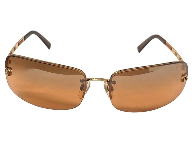 Chanel Gold Orange Brown randlose Sonnenbrille 4113 Braun Golden - Ansicht 3