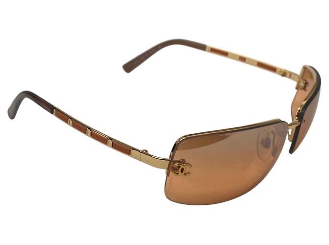 Chanel Gold Orange Brown randlose Sonnenbrille 4113 Braun Golden - Ansicht 4