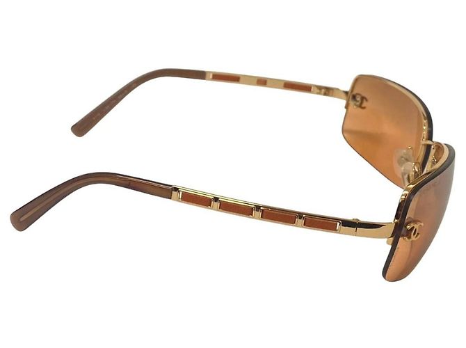 Chanel Gold Orange Brown randlose Sonnenbrille 4113 Braun Golden - Ansicht 5