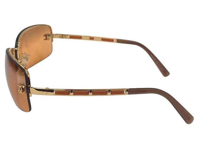 Chanel Gold Orange Brown randlose Sonnenbrille 4113 Braun Golden - Ansicht 6