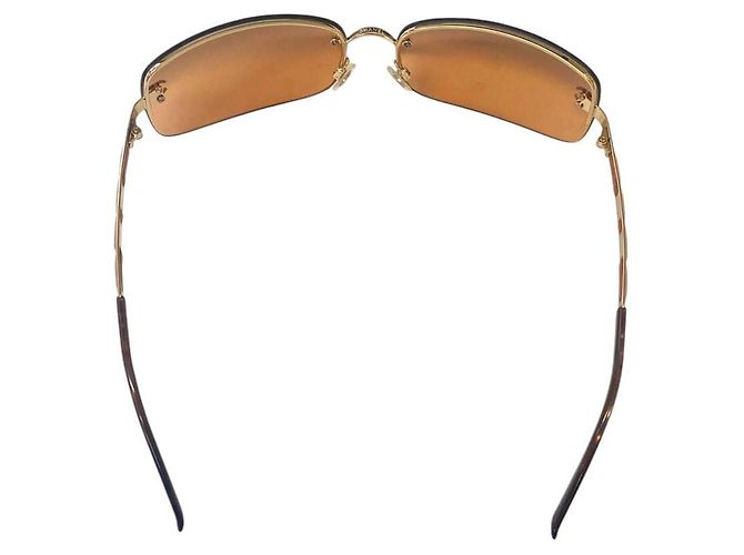 Chanel Gold Orange Brown randlose Sonnenbrille 4113 Braun Golden - Ansicht 7