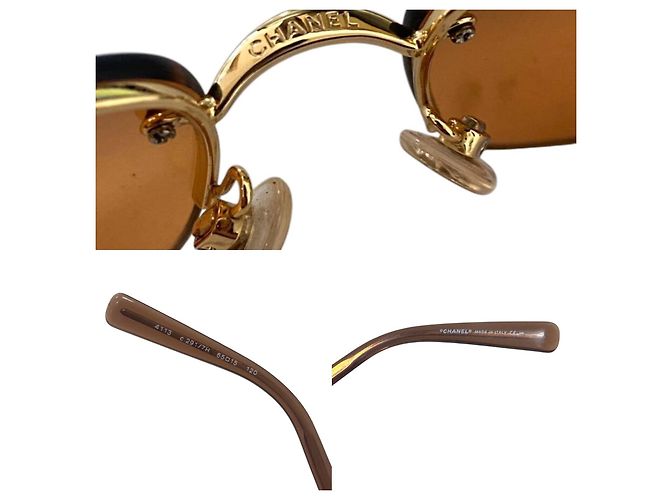 Chanel Gold Orange Brown randlose Sonnenbrille 4113 Braun Golden - Ansicht 8