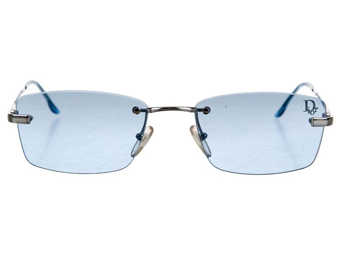 Christian Dior Silberblaue getönte randlose Sonnenbrille Dragon 58ENH - Ansicht 2