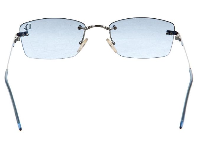 Christian Dior Silberblaue getönte randlose Sonnenbrille Dragon 58ENH - Ansicht 3