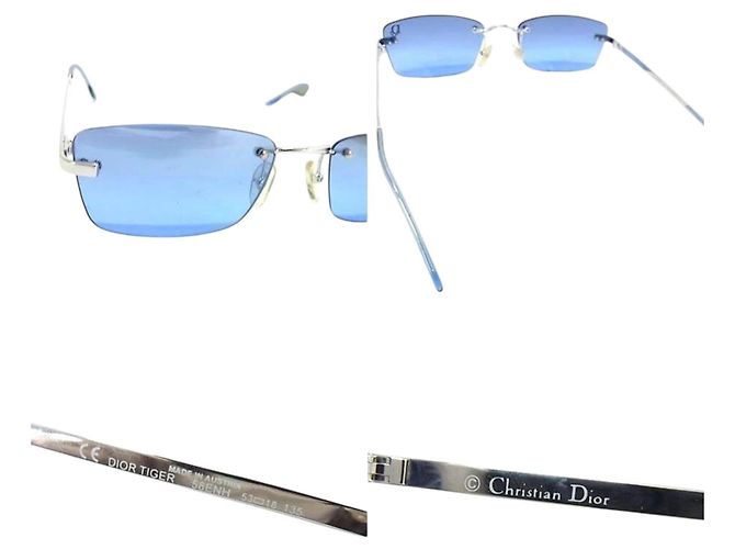 Christian Dior Silberblaue getönte randlose Sonnenbrille Dragon 58ENH - Ansicht 5