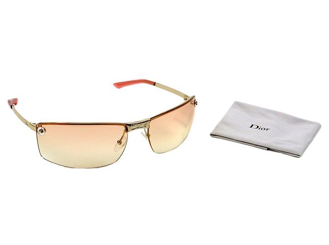 Christian Dior Christan Dior Silber Lachsrosa randlose Sonnenbrille Pink - Ansicht 2