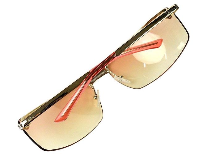 Christian Dior Christan Dior Silber Lachsrosa randlose Sonnenbrille Pink - Ansicht 7