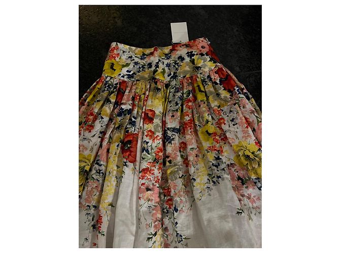 Falda Zimmermann floral de lino beige - vista 2