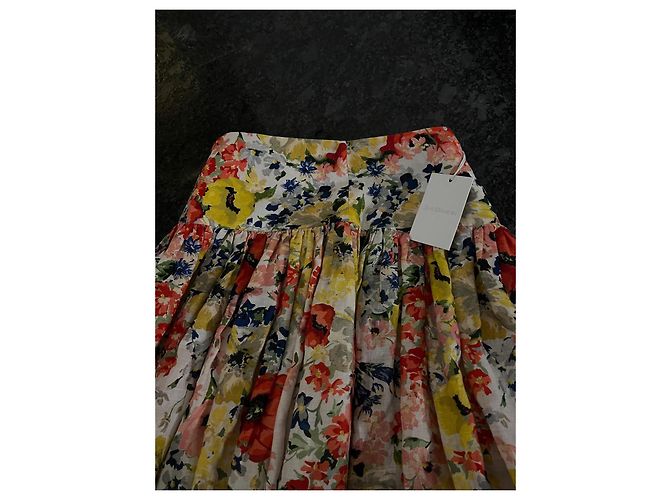 Falda Zimmermann floral de lino beige - vista 3