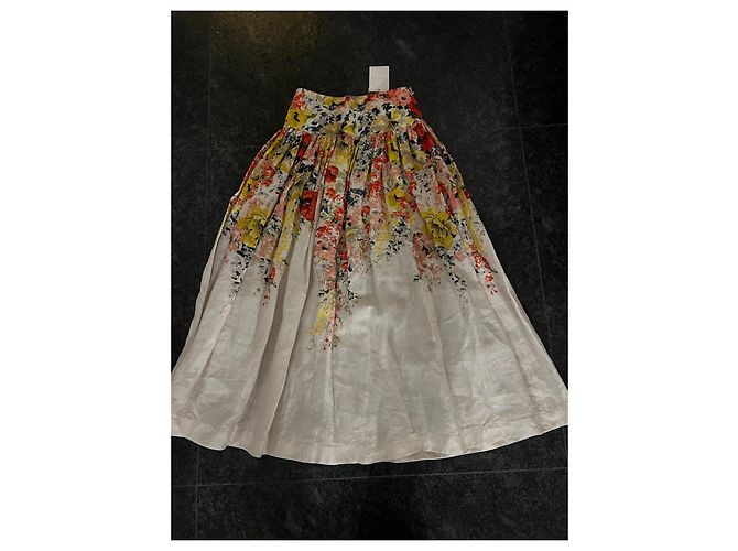 Falda Zimmermann floral de lino beige - vista 4