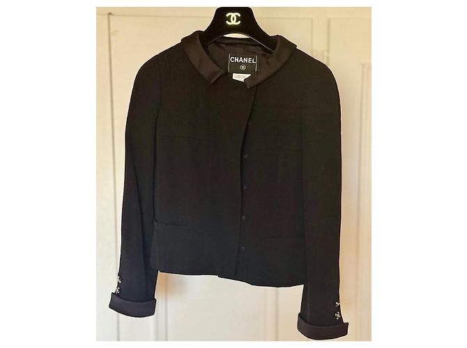 Chanel Jacke aus schwarzem Tweed Größe 36 - Ansicht 2