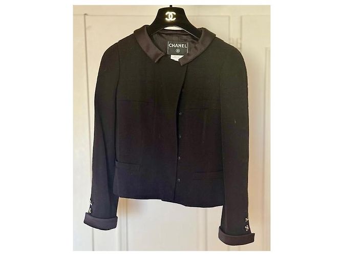 Chanel Jacke aus schwarzem Tweed Größe 36 - Ansicht 3