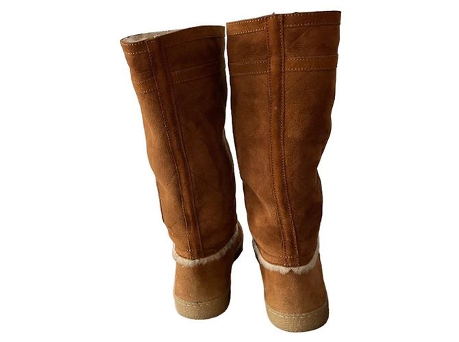 Stivali in shearling foderati in pelliccia Chanel Cammello - vista 6