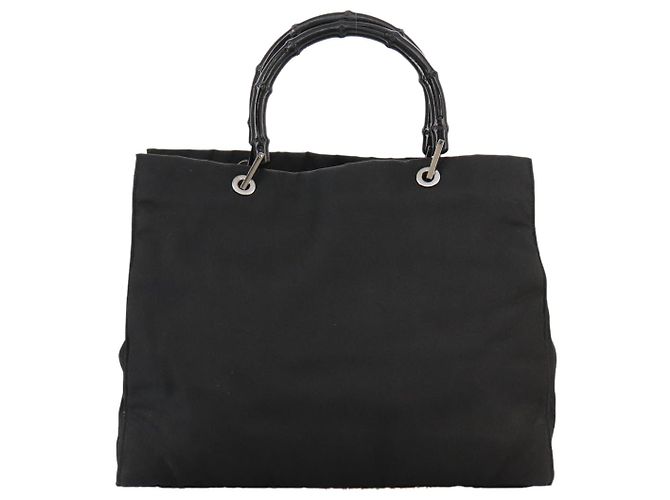 Borsa a mano in nylon nero GUCCI Bamboo 002 1010 3444 Auth ep7044 - vista 2