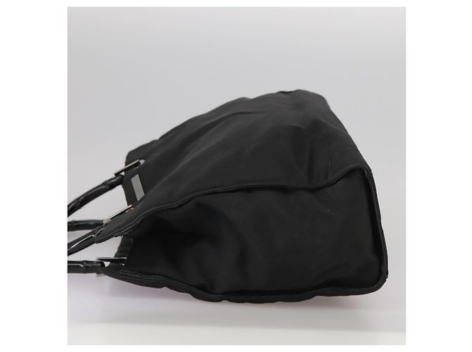 Borsa a mano in nylon nero GUCCI Bamboo 002 1010 3444 Auth ep7044 - vista 3